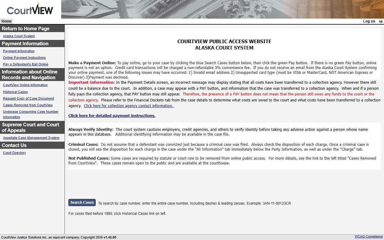 CourtView eAccess search for Aleutians East Borough busted mugshots and case files