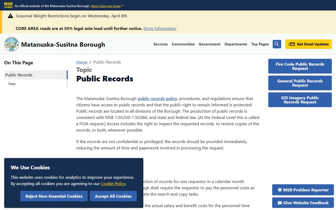 Matanuska-Susitna Borough busted mugshots public records page