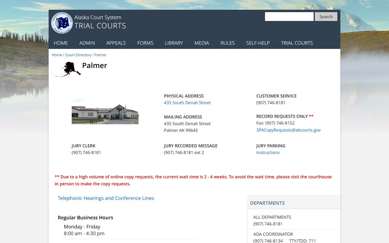 Matanuska-Susitna Borough busted mugshots Palmer court page