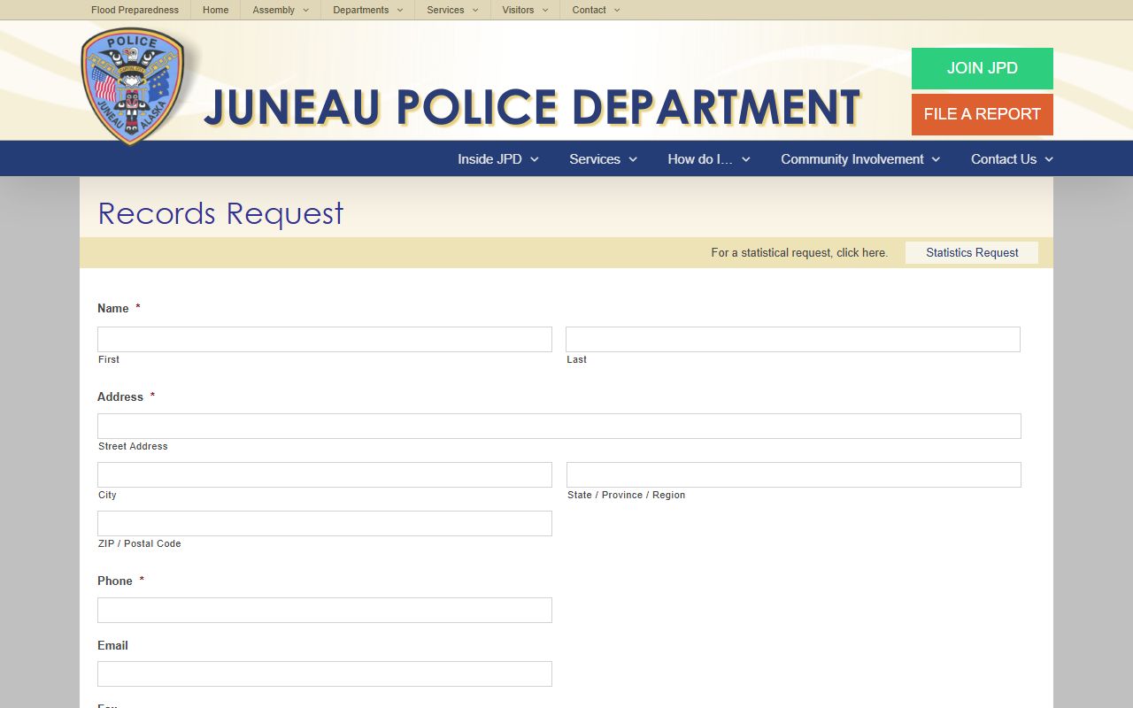 Juneau busted mugshots police records request form