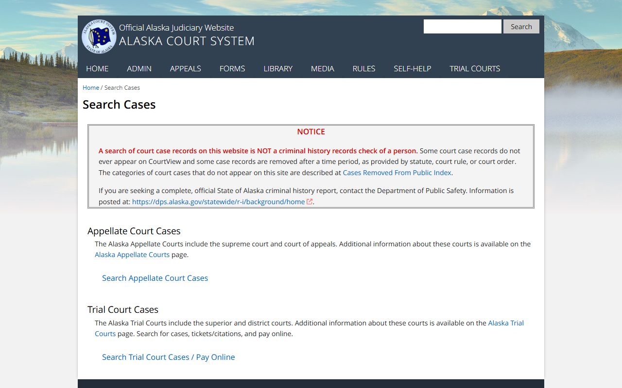 Alaska CourtView case search portal for busted mugshots lookups